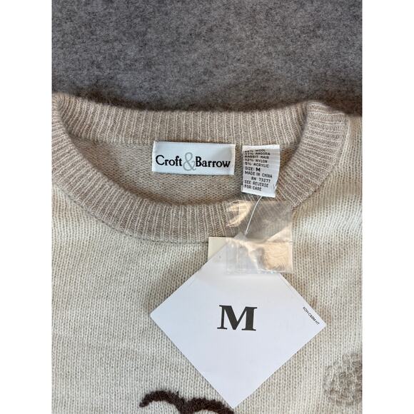 Croft & Barrow Sweater Womens Medium Beige Nature Wool Knit Cottagecore NWT - Picture 4 of 6